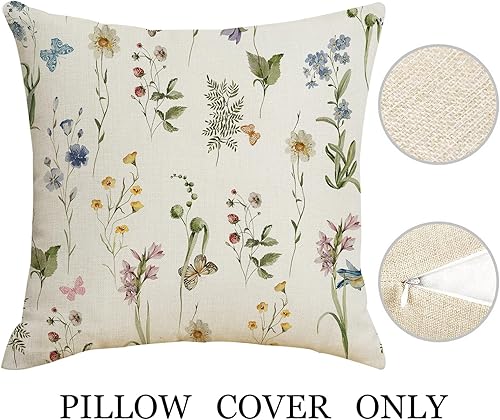 Miniatura 4 de Juego de 2 fundas de almohada florales de primavera y verano de 18 x 18 pulgadas, color verde salvia, hojas silvestres, hojas, hierbas, juego de 2