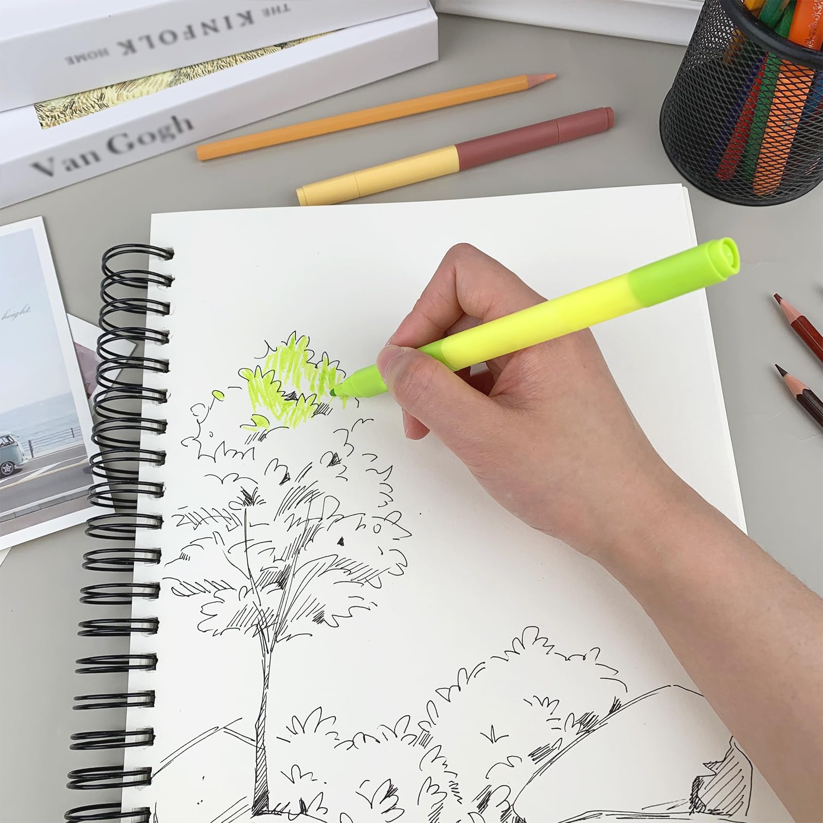 DSTELIN Lot de 2 carnets de croquis à spirales, 22,9 x 30,5 cm avec couverture rigide pour les étudiants en dessin, illustration et art