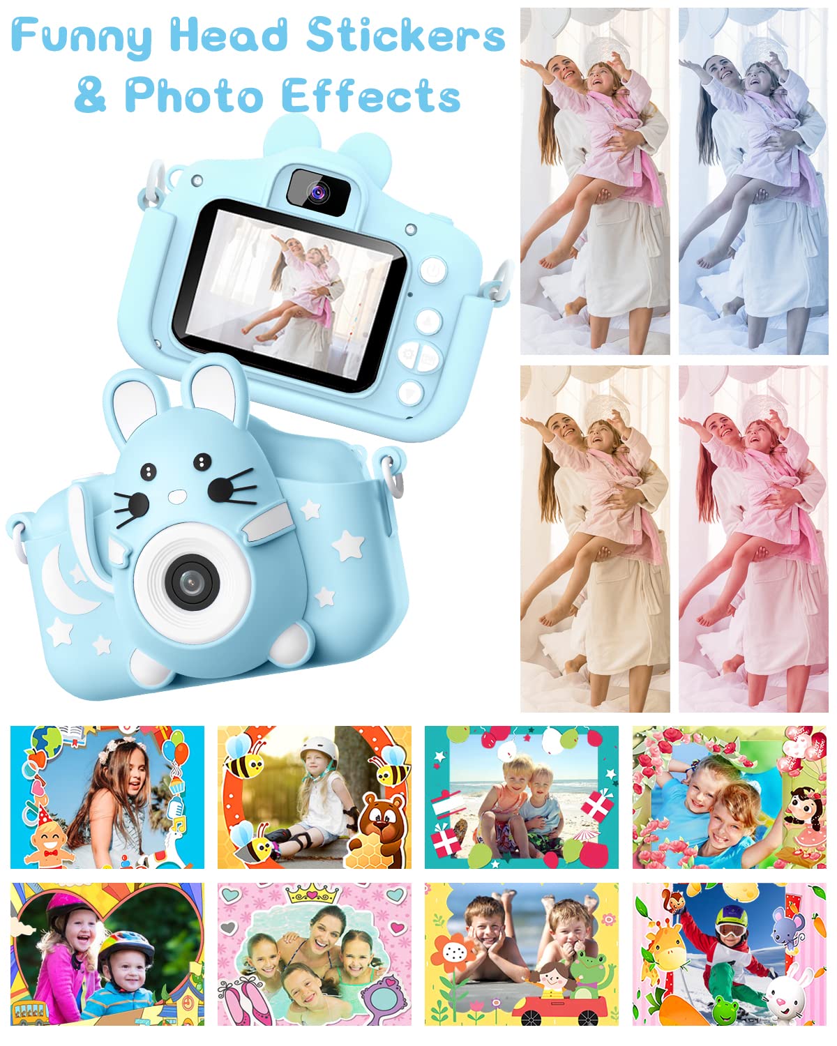Gofunly Macchina Fotografica per Bambini, 2.0 Pollici Schermo HD da 20MP 1080P Selfie Videocamera Bambini con Scheda 32GB, Fotocamere Digitali per Bambini Regalo Natale & Compleanno da 3 a 12 Anni Blu