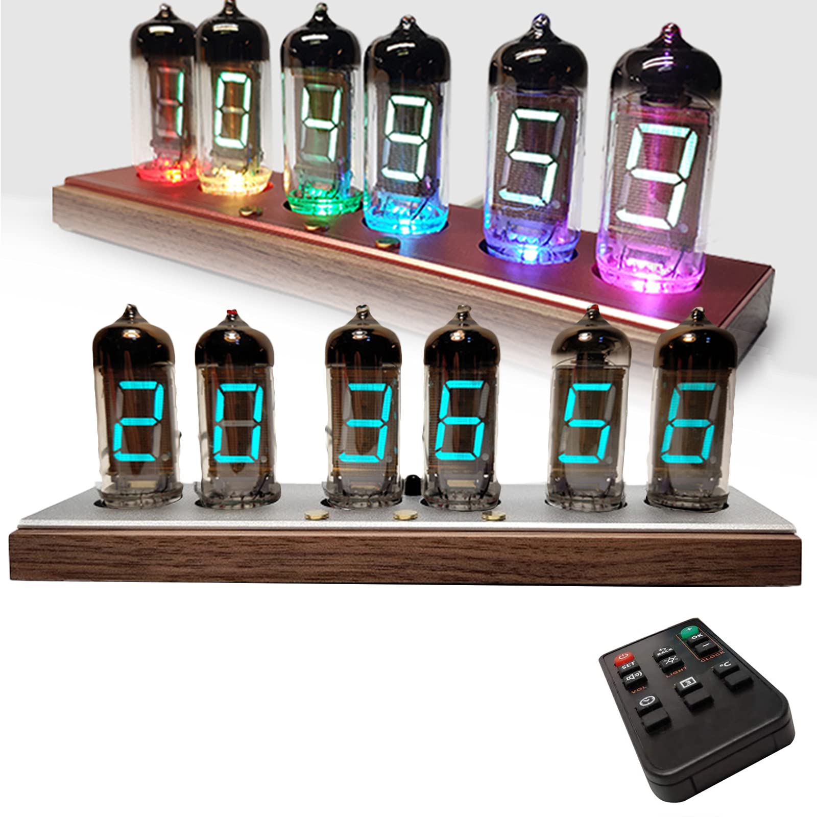 Regalos Personalizados, Reloj Bluetooth para Dormitorio, Reloj de Escritorio Digital Luminoso Retro, Ajuste de Alarma, Control Remoto Bluetooth/infrarrojo, Brillo de Colo