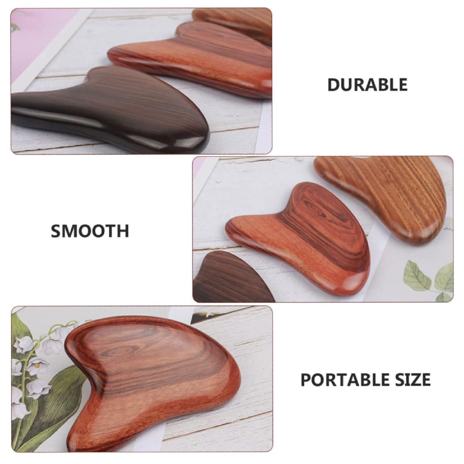 3-teiliges Holz-Schabbrett, Massage-Tools, Gesichts-Roller-Massagegerät, Kopfhaut-Massagegerät, Schabegerät for die Gesichtspflege, Linderung von Muskelverspannungen Massagestab