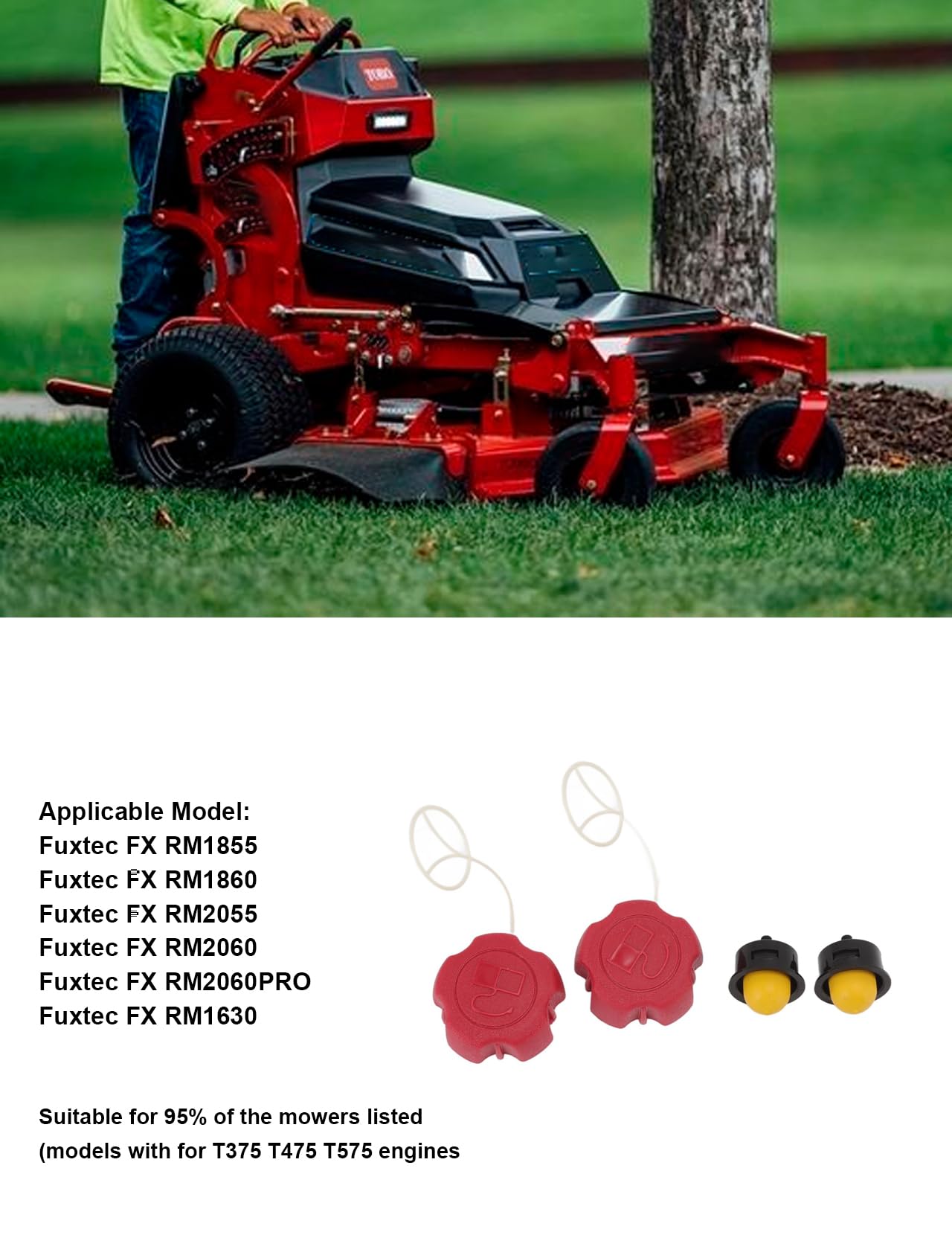 2 Set Tappo Benzina Tosaerba, Tappo Carburante Tappo Serbatoio Primer Kit Parte di Ricambio Per FX RM 1630 1855 1860 2055 2060 2060PRO Parti Tosaerba