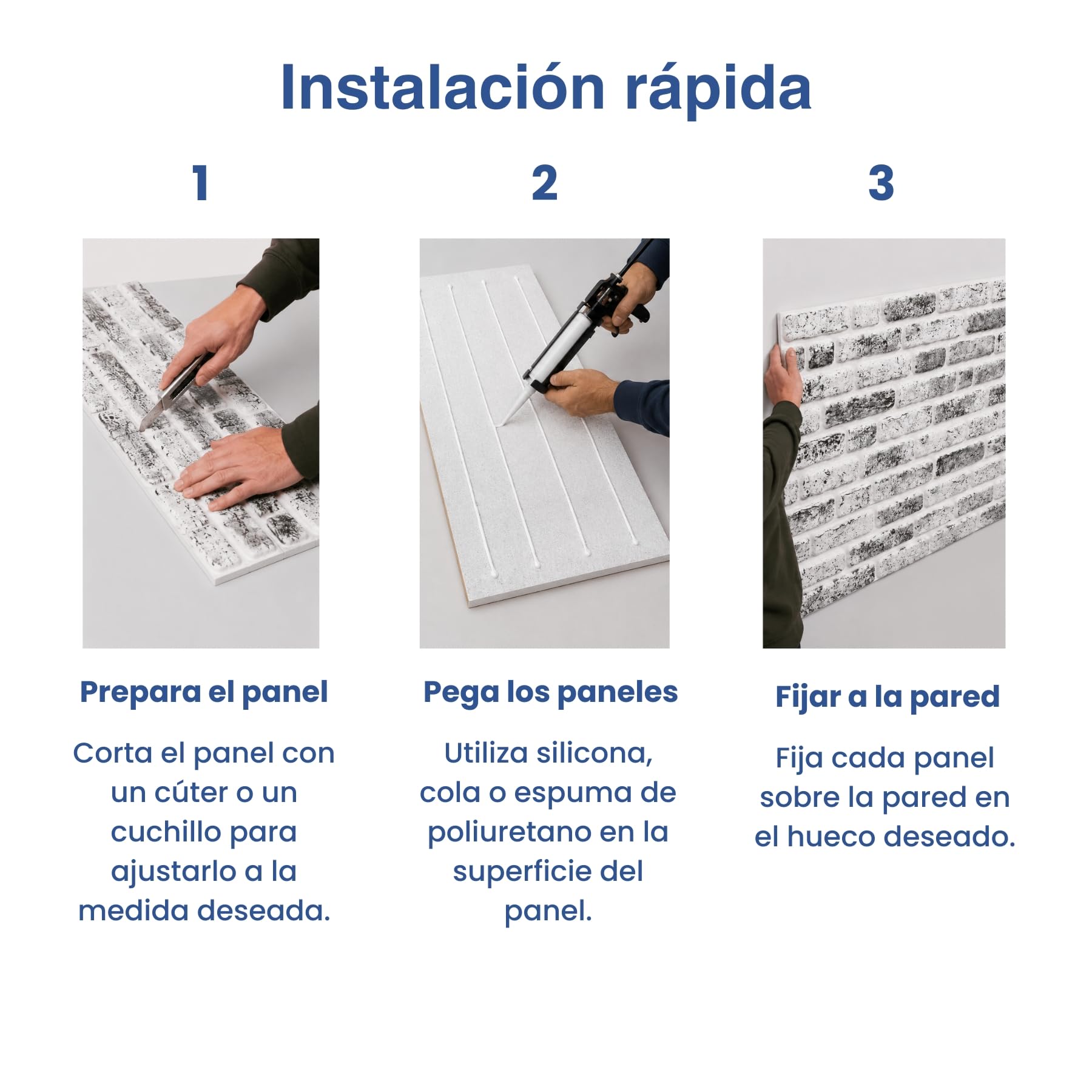 Paneles de revestimiento de pared efecto ladrillo, 10 piezas (5 m2), 50 x 100 x 2 cm, paneles de poliestireno (EPS), aislamiento térmico, ajustable, para interior y exterior (Blanco desgastado)