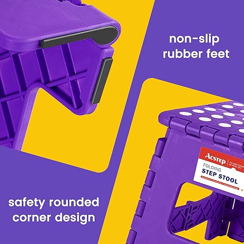 Miniatura 220 de Taburete plegable resistente de alta calidad de 13 pulgadas de altura para adultos, taburete de cocina, jardín, baño, color blanco Blanco,Bicolor