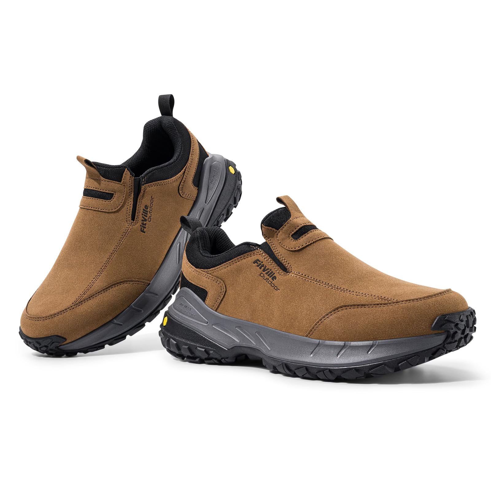FitVille Scarpe da Escursionismo Uomo Extra Larghe Senza Chiusura Sneaker Casual Slip-on Scarpe Camminata Senza Lacci