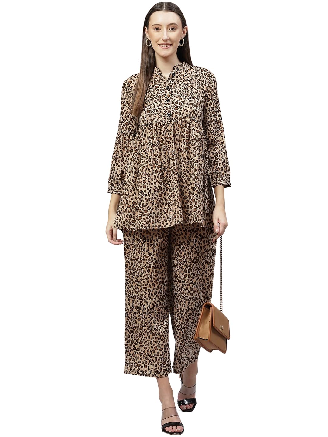 Women Animal Print Top with Palazzos