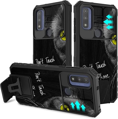 Funda para Motorola Moto G Pure 2021 con funda protectora de lente de ventana deslizante, silicona a prueba de golpes TPU+PC con soporte resistente