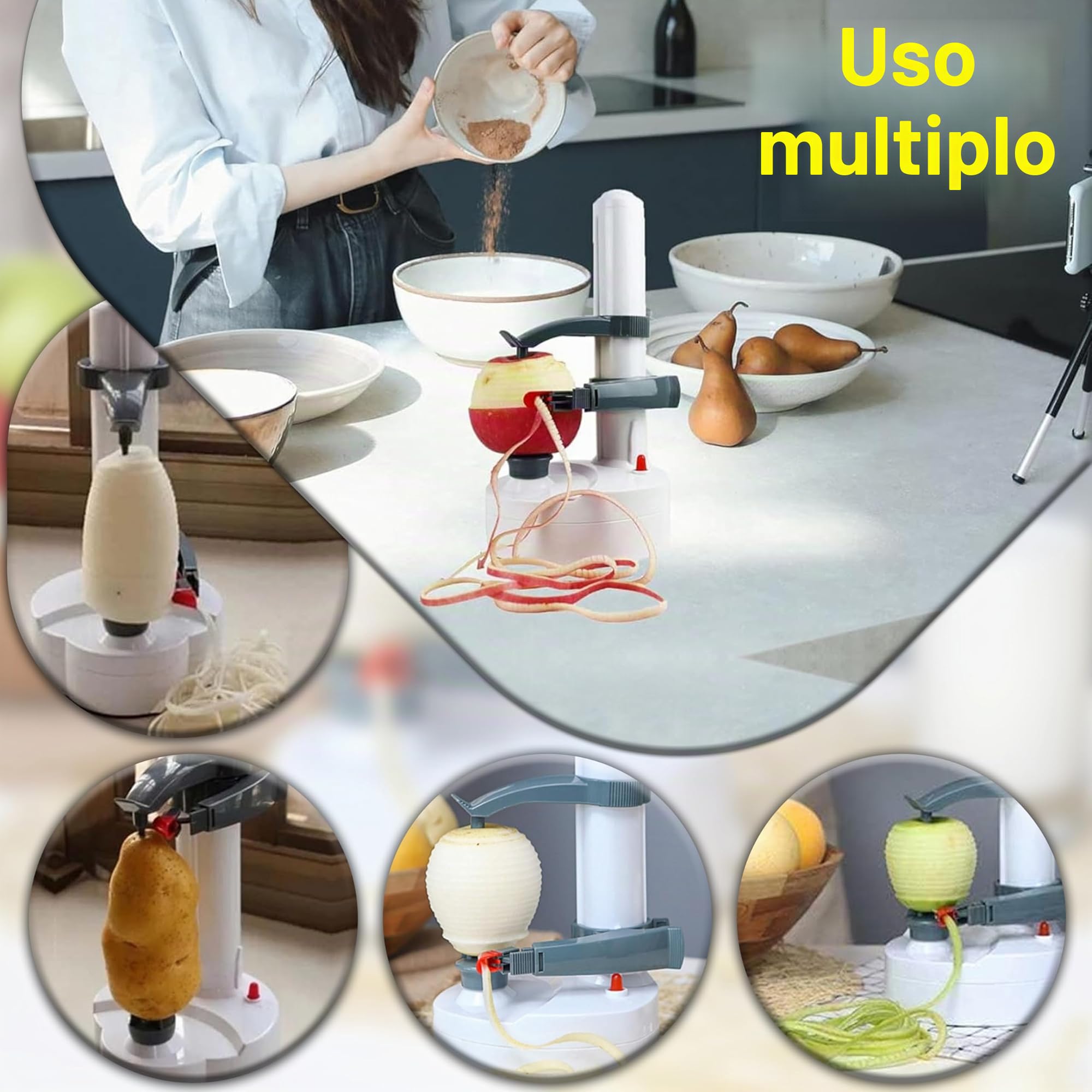 ARSUK Multifunzione Elettrico Pelapatate Automatico Rotante Mela Pelapatate Verdura Fresa Acciaio Inossidabile Cucina Macchina Peeling Attrezzo