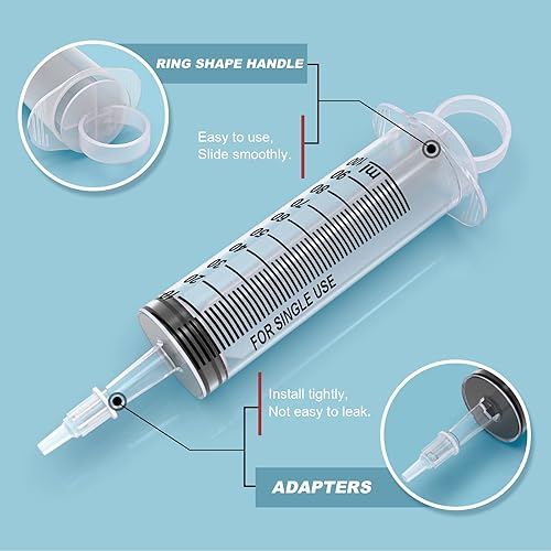 Miniatura 4 de Paquete de 3 jeringas grandes de 3.4 fl oz y 2 jeringas de plástico de 0.7 onzas líquidas con adaptador de punta y tubo suave, herramientas