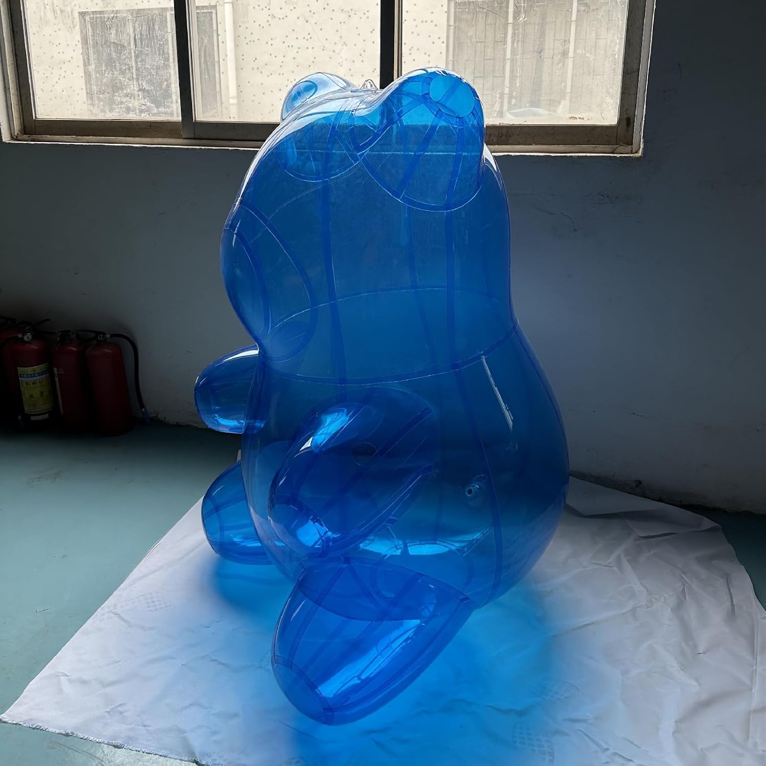 4 FT Transparent Coloured PVC Inflatable Bear Suitable for Advertising Party Decoration Inflatable Transparent Bear with air Pump (PT-1.2m-Blue)