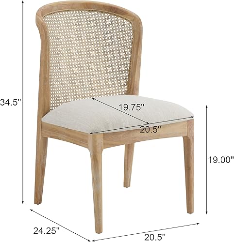 Miniatura 4 de Christopher Knight Home Lilia - Juego de 2 sillas de comedor modernas con tapicería de tela, sillas de cocina con marco de madera de goma con Beige