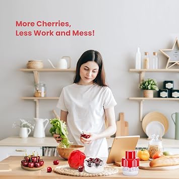 Cherry Pitter Tool Pit Remover - Portable Cherry Core Remover - Quick Release Multi Cherry Pitter Tool for Kitchen, Cake Shop, Fruit Salad (Red)