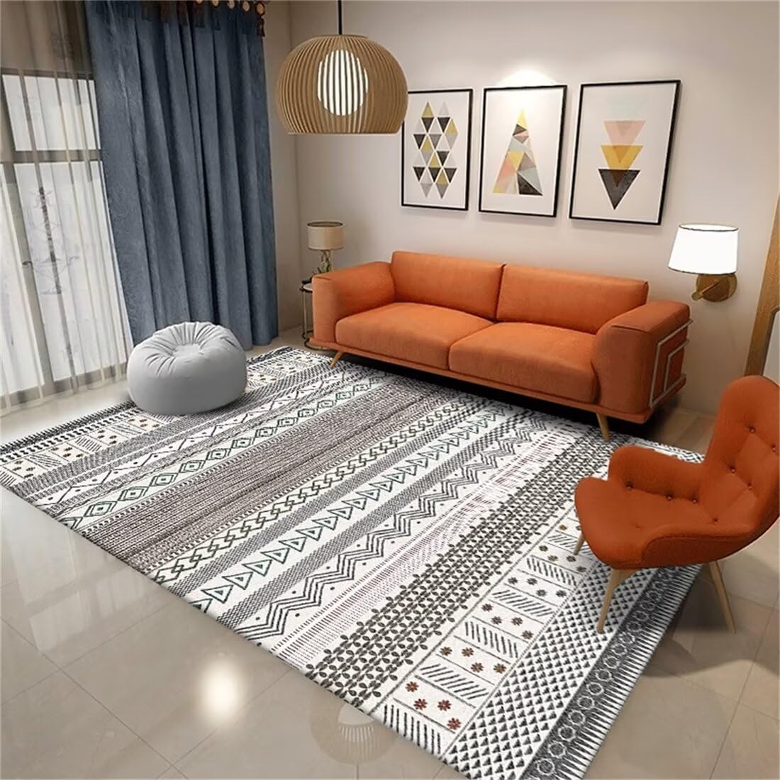 Tapis enfants salon cuisine lavable anti-salissure gris 180 x 270 cm durable