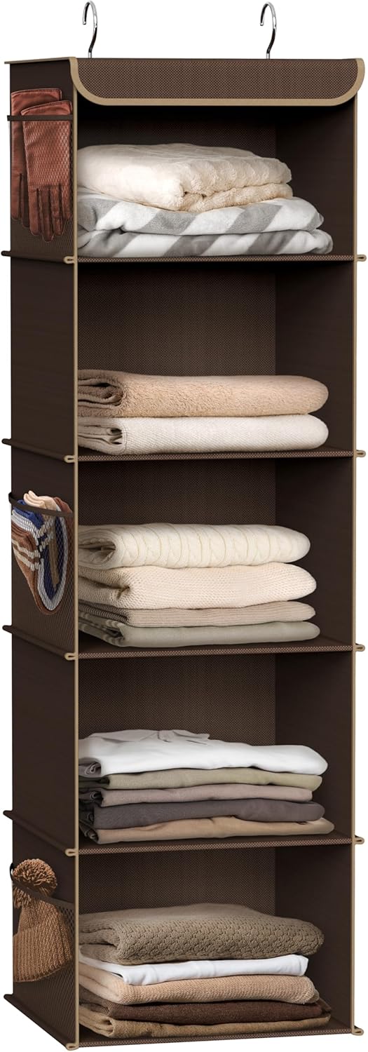 Simple Houseware 5 Shelf Hanging Closet Organizer, Black