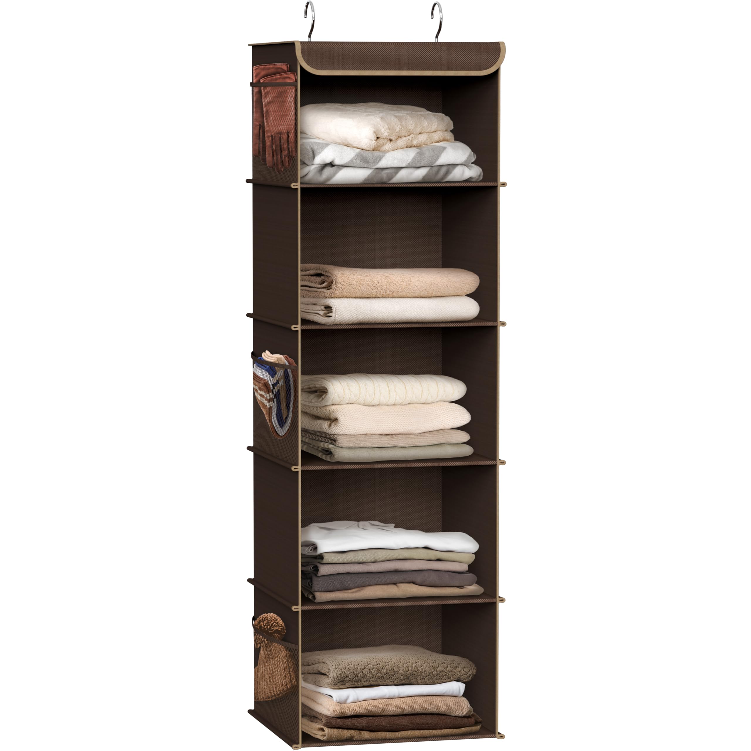 Simple Houseware 5 Shelf Hanging Closet Organizer, Brown