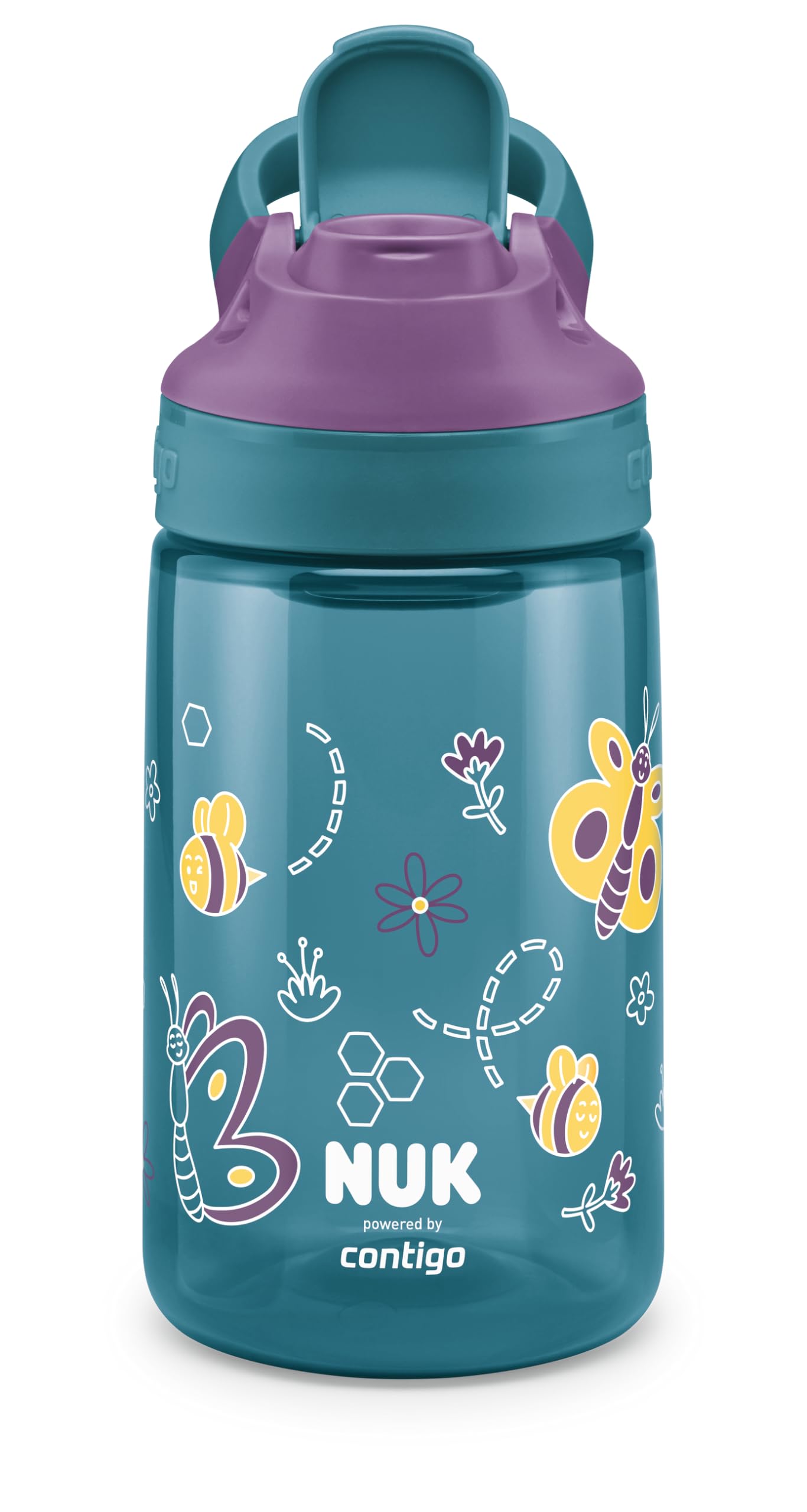 NUK By Contigo Easy Sip Cup | Trinkflasche für Kinder (ab 4 Jahren) | auslaufsicher | Hergestellt aus strapazierfähigem Tritan | BPA-frei | spülmaschinenfest | 420 ml | Natur