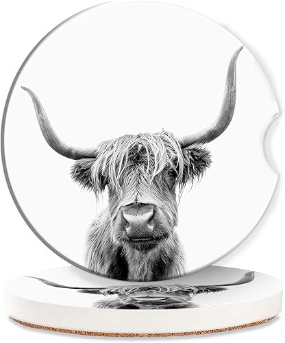 Miniatura 17 de Posavasos de automóvil para portavasos de automóvil, paquete de 2 posavasos de cerámica absorbentes de bosque brumoso, paisaje de árbol verde,