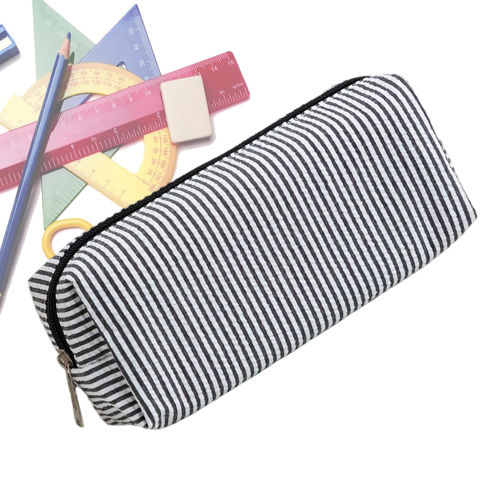 Tktouci Pencil Case,Seersucker Pencil Pouch Stationery Case | Portable Organizer School Supplies for Brushes Makeup Purse Daily Classroom Art Class Office Work Desk Home Birthday Preschool