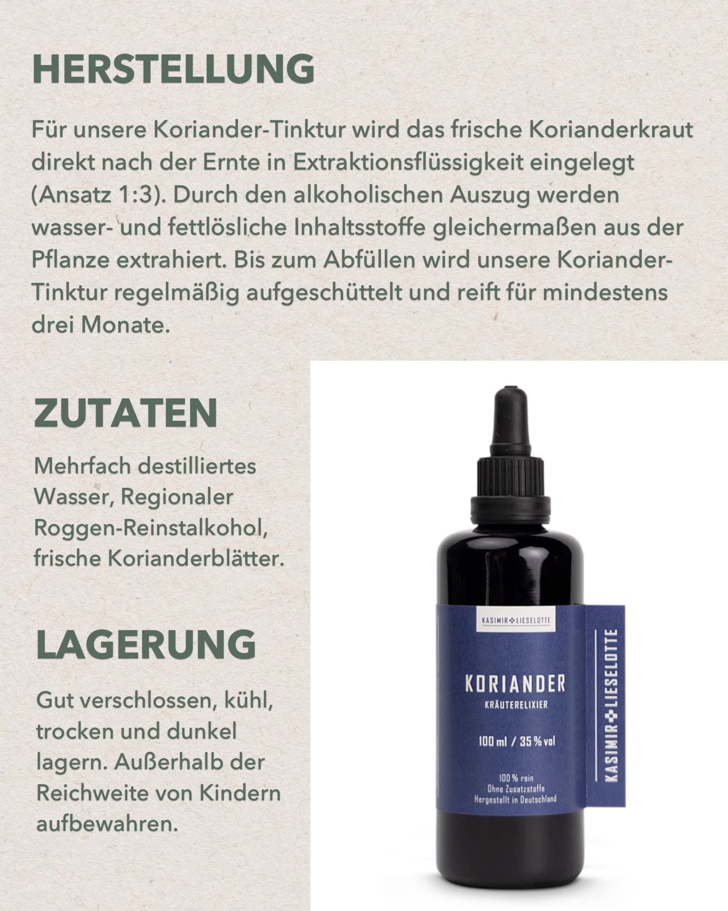 Koriander Tinktur 100 ml - In Handarbeit aus frischen Korianderblättern in Brandenburg hergestellt