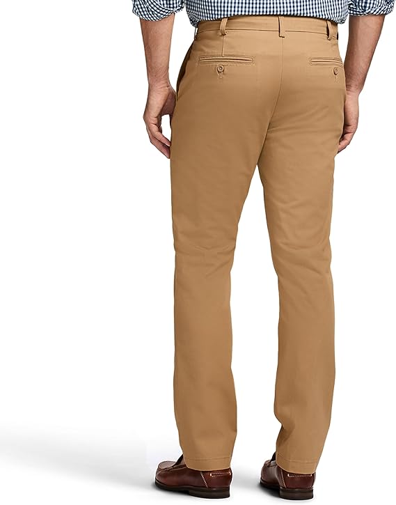 IZOD Men's American Chino Flat Front Pant, English Khaki