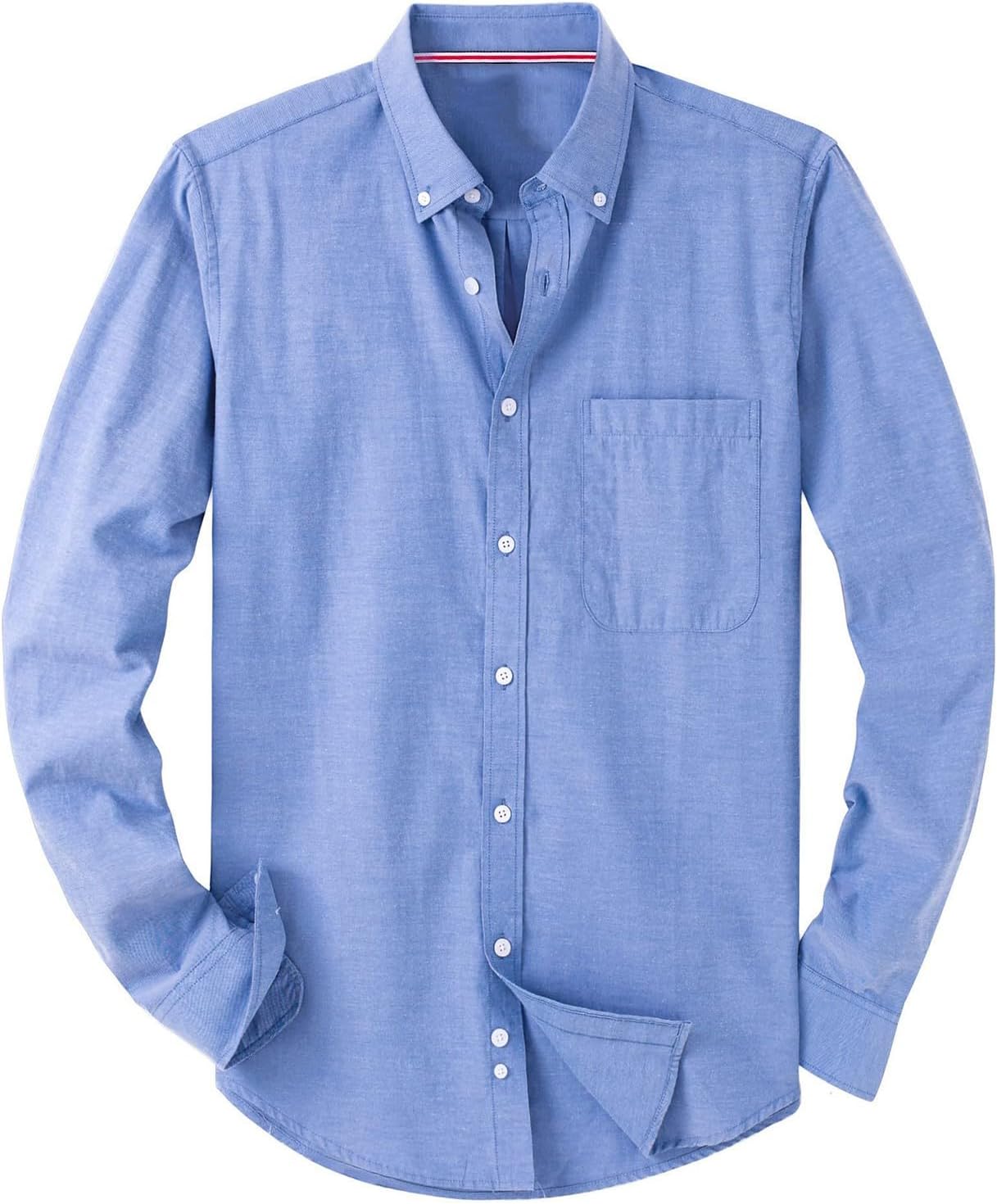 Ymosrh Men's Button Down Shirts Long Sleeve Solid Color Slim Fit Button Up Business Formal Dress Shirts, S-6XL