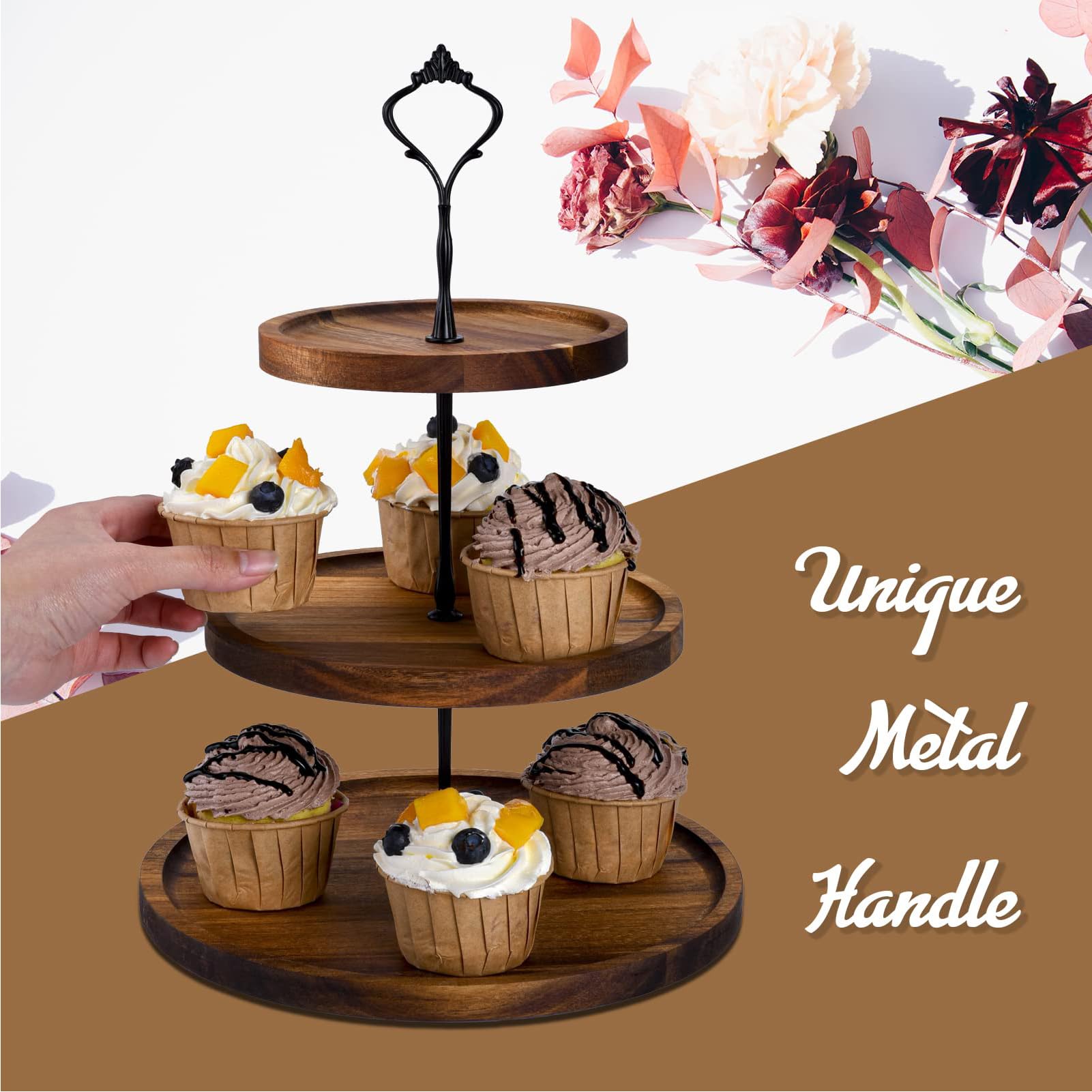 Soporte Redondo Cupcakes,Expositor para Frutas y Postres,Bandejas de Torre