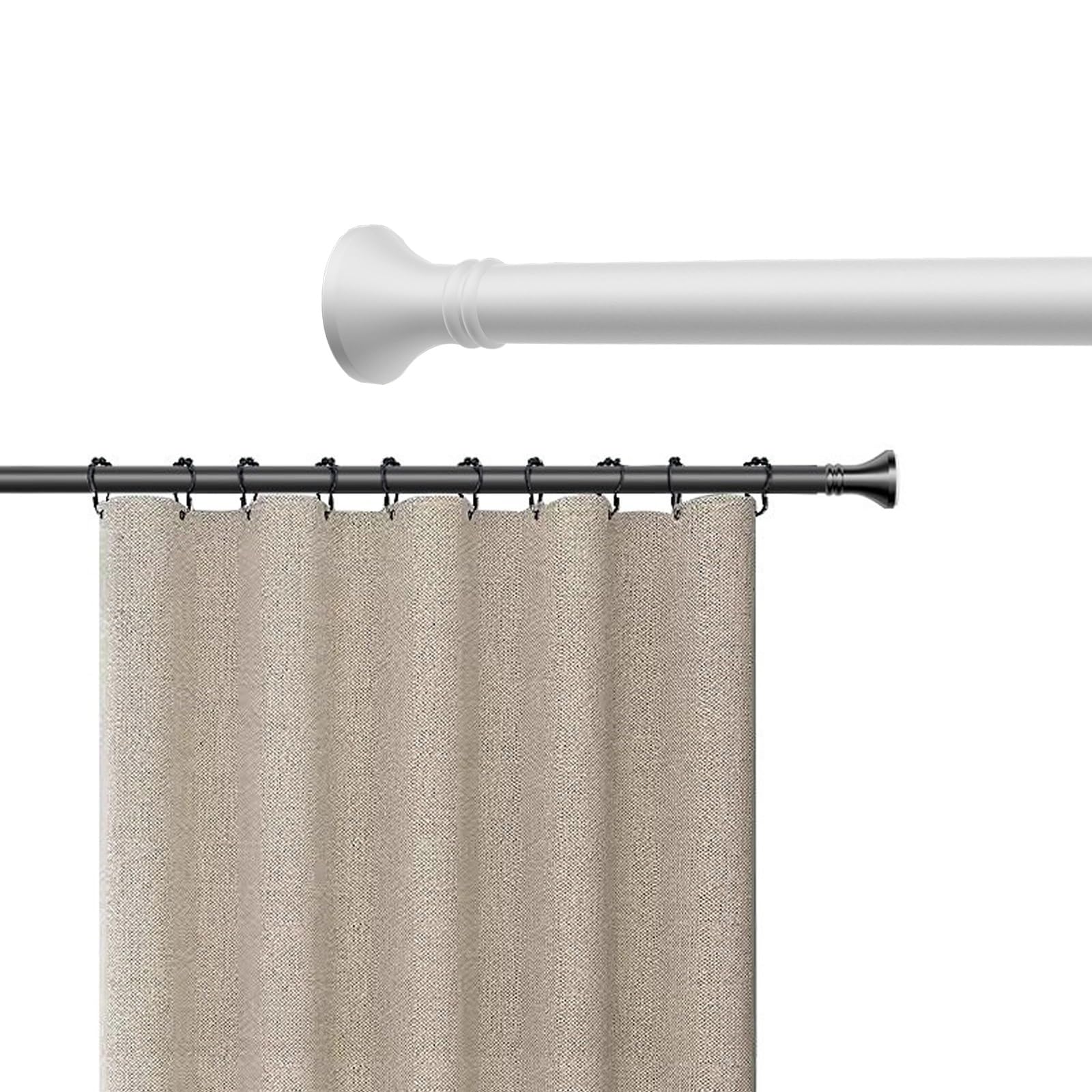 Gardinenstange Ohne Bohren 40-500cm Teleskopstange Zum Klemmen Für Gartenpavillon, Spannstange Zum Klemmen, Ø33mm Duschvorhangstange Klemmstange Türrahmen Für Wohnzimmer(Weiß,310-400cm)