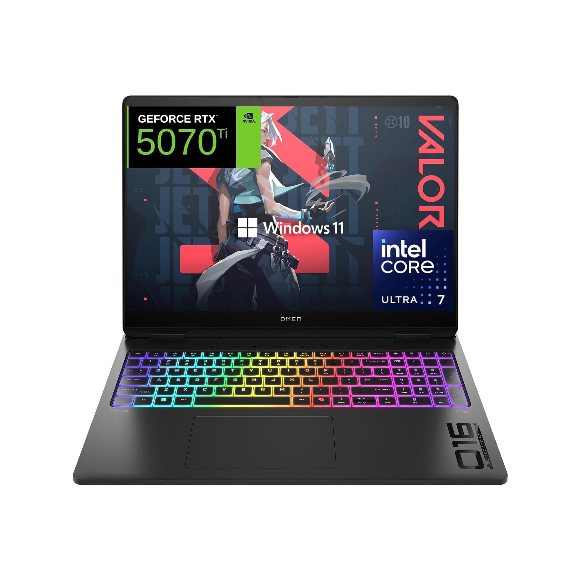 HP OMEN MAX 16-ah0018ns - Ordenador Portátil Gaming de 16" 2.5K WQXGA (Intel Ultra 7-255HX, 32GB RAM, 1 TB, NVIDIA GeForce RTX 5070 TI, Windows 11) Negro - Teclado QWERTY Español