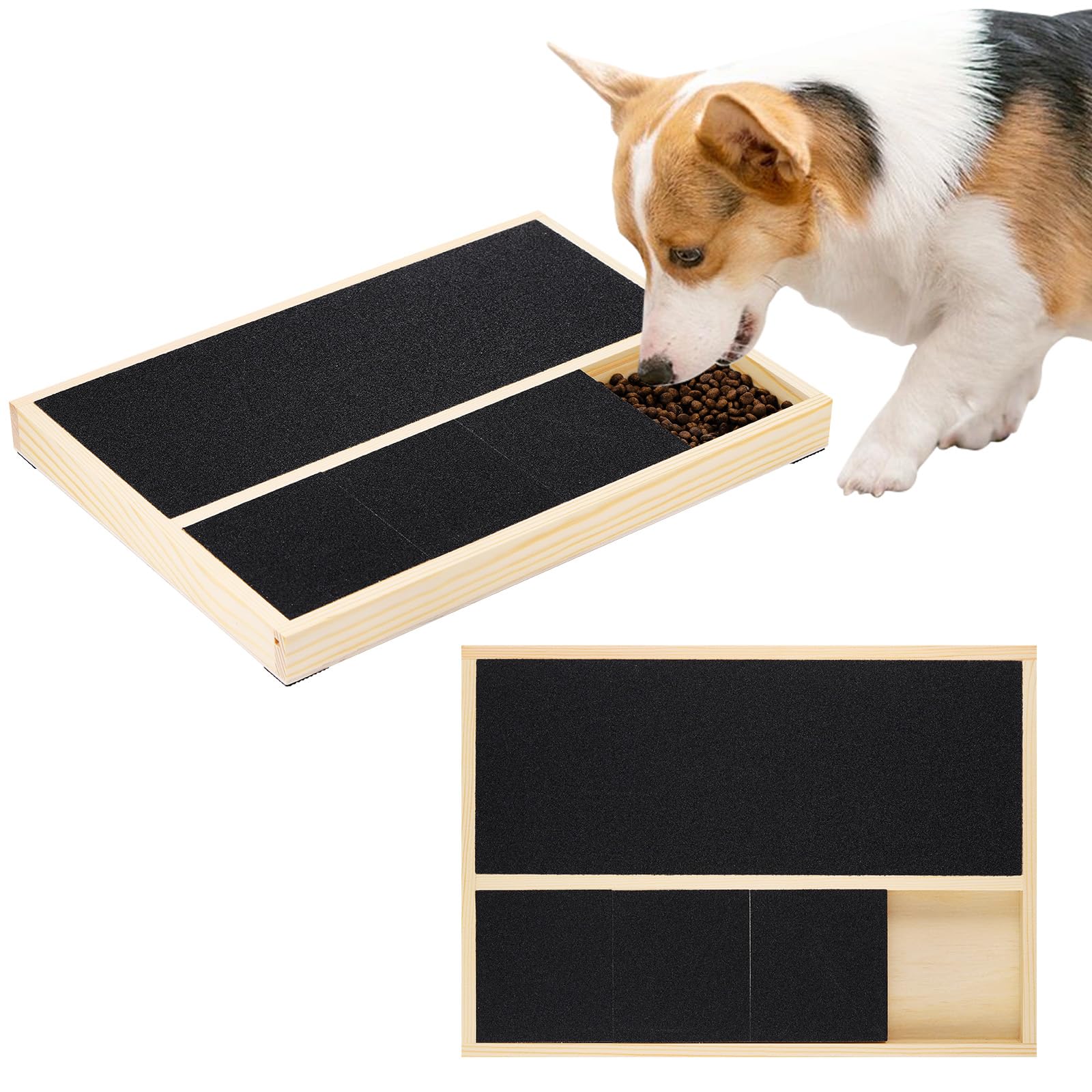 Dog Scratch Board for Nails, Multifunctional Dog Nail Scratchboard with Built-in Snack Box, Wooden Dogs claw Grinders, Durable Pet Nail File Board, Scratch Board for Dogs Nails Care 35x25CM