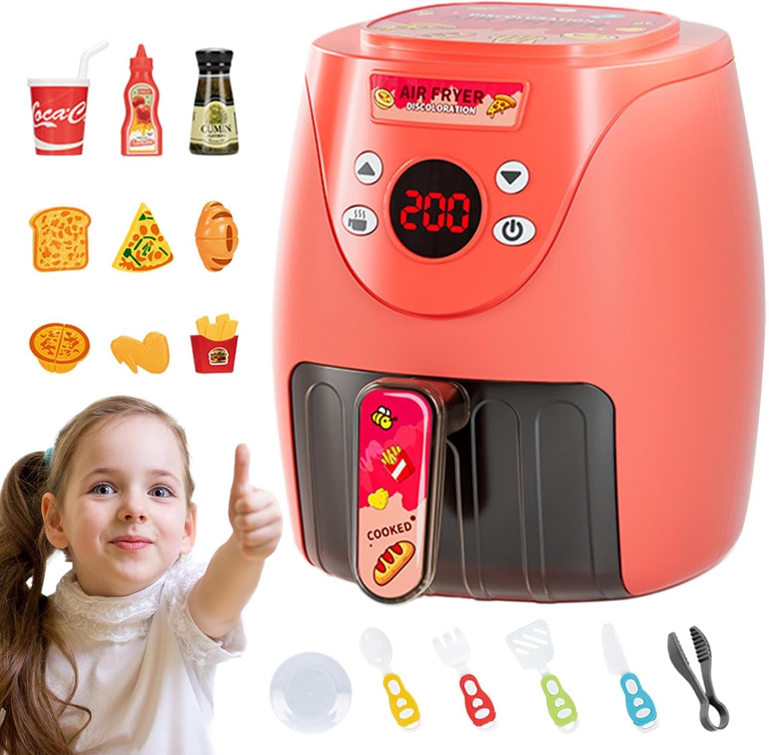 Kids Air Fryer Toy, Cooking Toys With Sound And Music, Color Changing