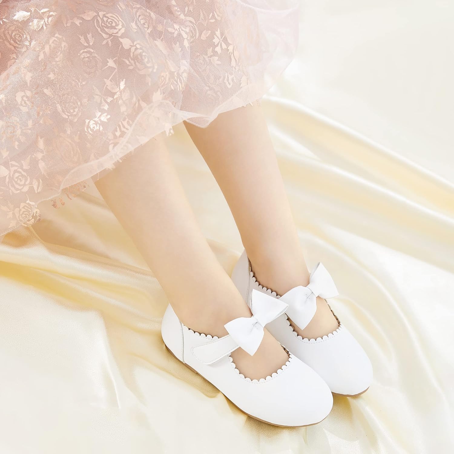 Otter MOMO Toddler Little Girls Princess Shoes Mary Jane Ballerina Flats Flower Girl Dress Shoes - Image 4