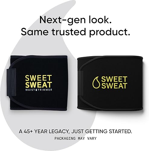 Vista 2 de Sports Research Sweet Sweat Waist Trimmer (Core Series) - Premium Sweat Enhancing Fitness Band for Women & Men Negro/Amarillo