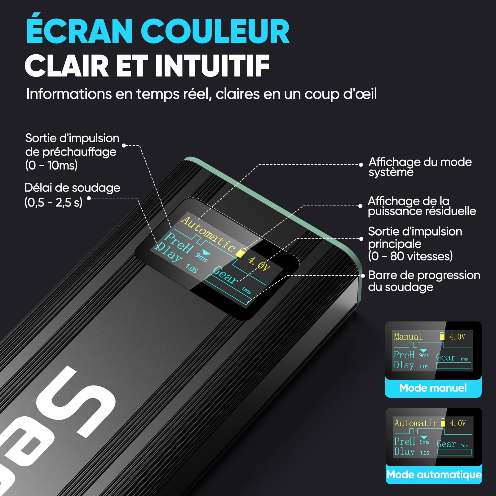 SEESII Soudeur par Points - Soudeuse par Points avec Batterie pour Feuilles de 0,1-0,2 mm Nickel, Fer, Acier Inoxydable (SE-209)