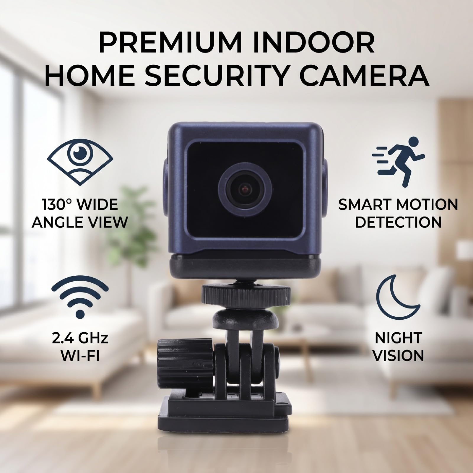 Annadue Telecamera di Sicurezza Portatile per Interni WiFi 1080P HD 2,4 GHz | Rilevamento Intelligente del Movimento Grandangolare da 130 Gradi Uso Diurno e Notturno Batteria Ricaricabile da 800 MAh