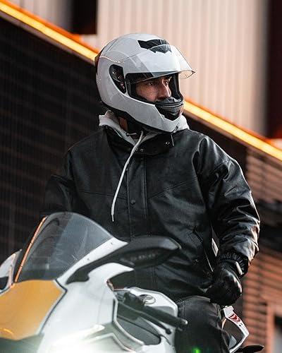 Miniatura 5 de ILM - Casco integral para motocicleta urbana con bufanda de invierno extraíble, 2 viseras, aprobado por DOT