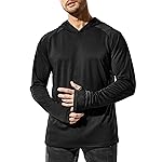 MIER Men\'s Long Sleeve Hiking Shirts UPF 50+ Sun Protection Fishing Hoodie SPF UV Running Workout Hooded T-Shirt, Black, XL