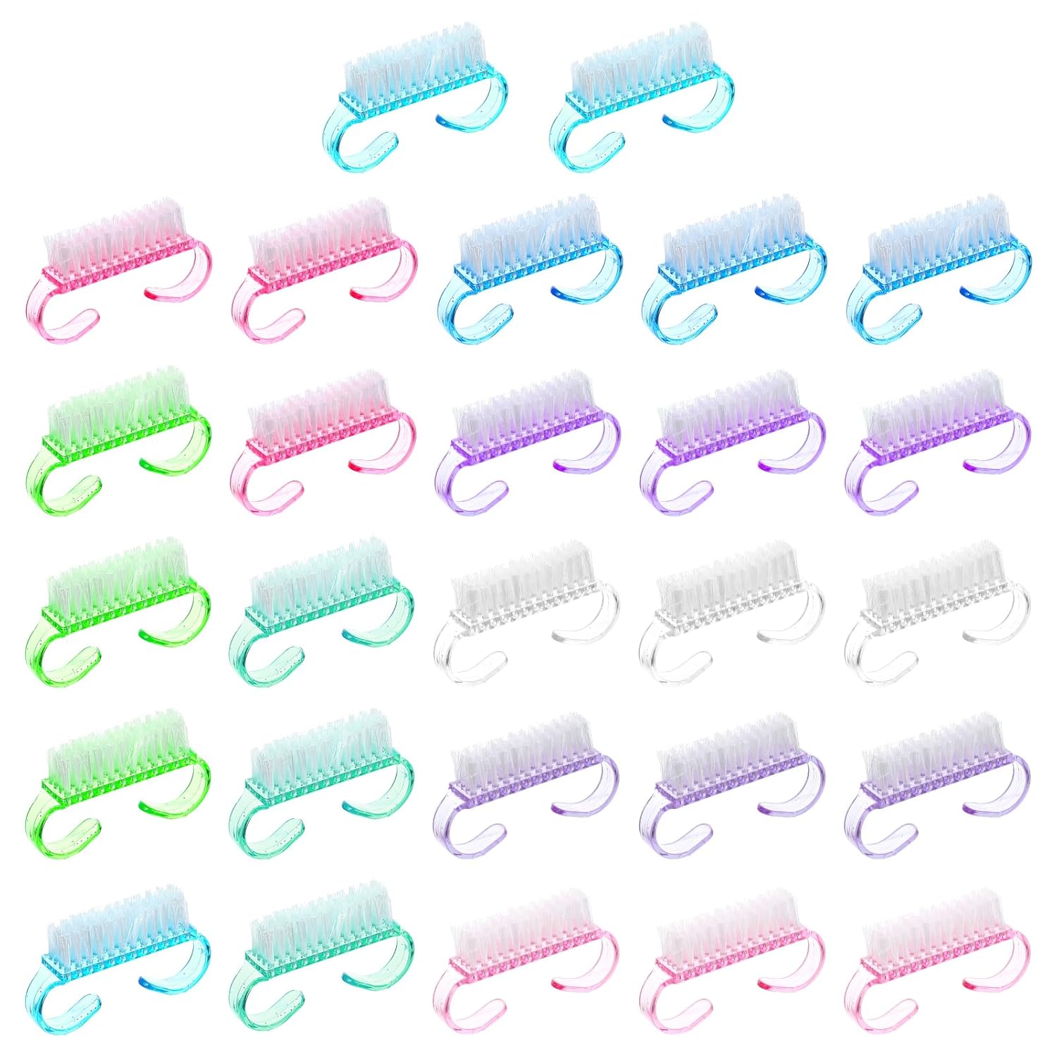 Qianyu 27-Pack Colorful Handle Grip Nail Brushes - Mini Fingernail & Toenail Scrubbers for Men Women Pedicure Kit