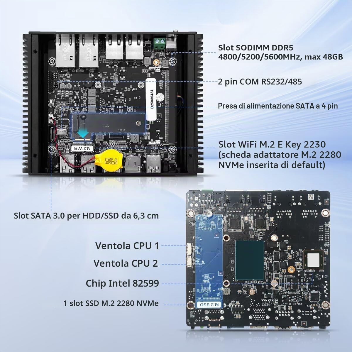 S7 Mini PC N150 2x10gbe RJ45, Firewall Appliance Micro Office Hardware, DDR5 8GB RAM 128GB SSD, 2xi226V 2.5Gbit LAN, USB C, TF Card Slot, SPK/MIC, Support Router OS