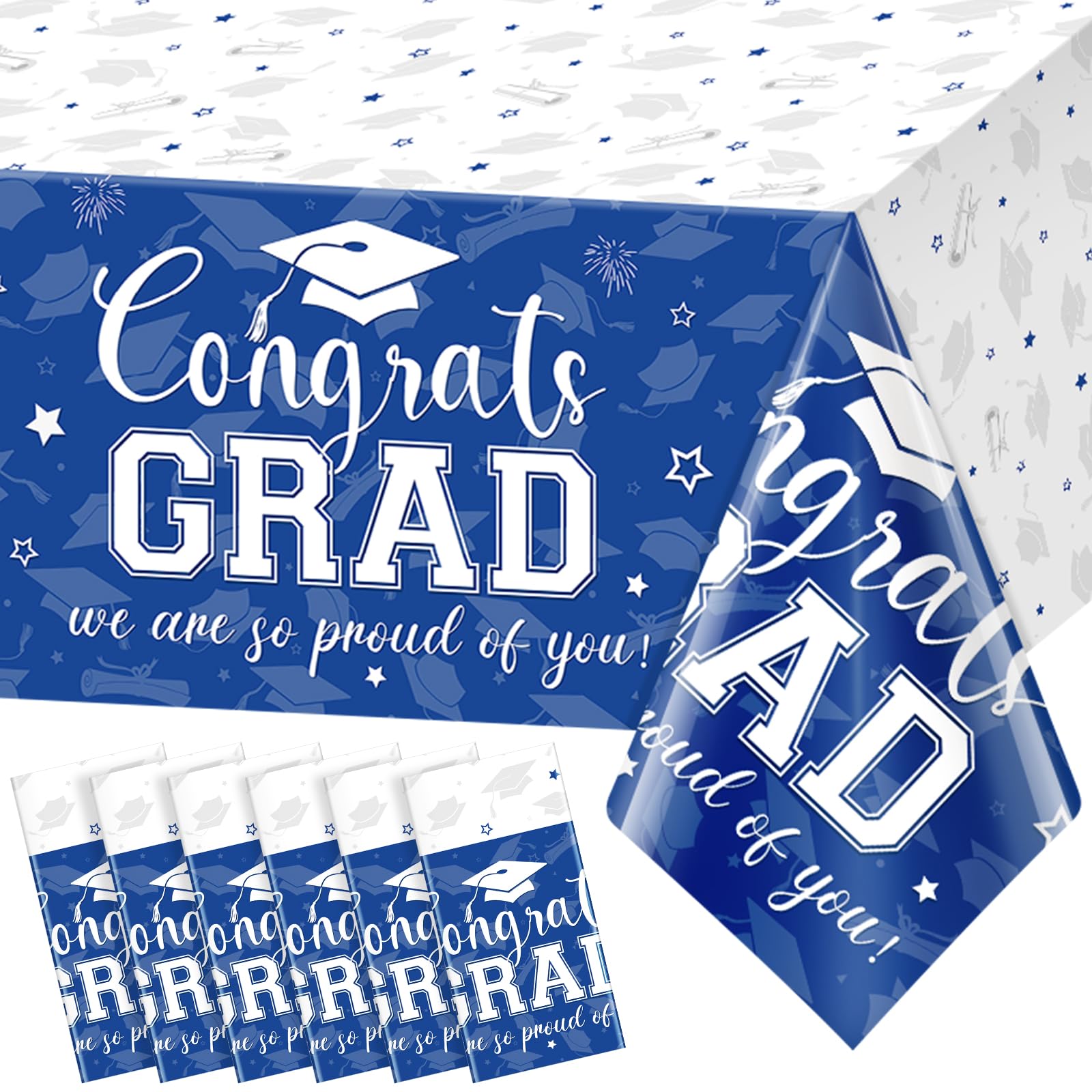 Grande nappe rectangulaire de diplôme bleu azur pour réception