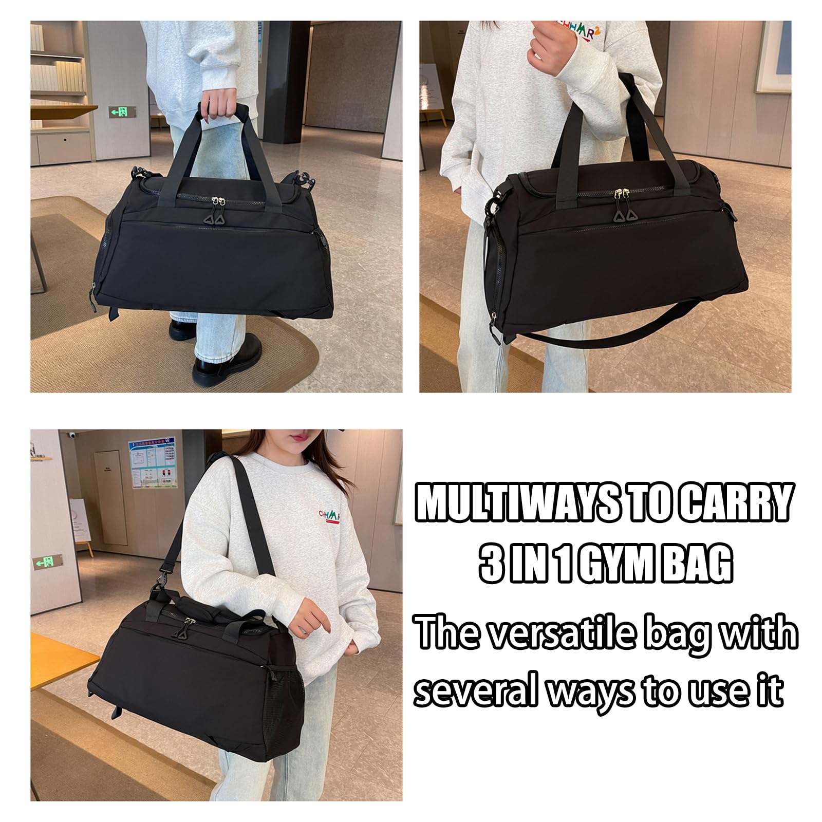 Borsone da palestra per donne e uomini, 31L, borsa da viaggio sportiva con scomparto per scarpe e tasca per capi bagnati, tracolla imbottita per fitness e allenamento, borsa sportiva grande da viaggio