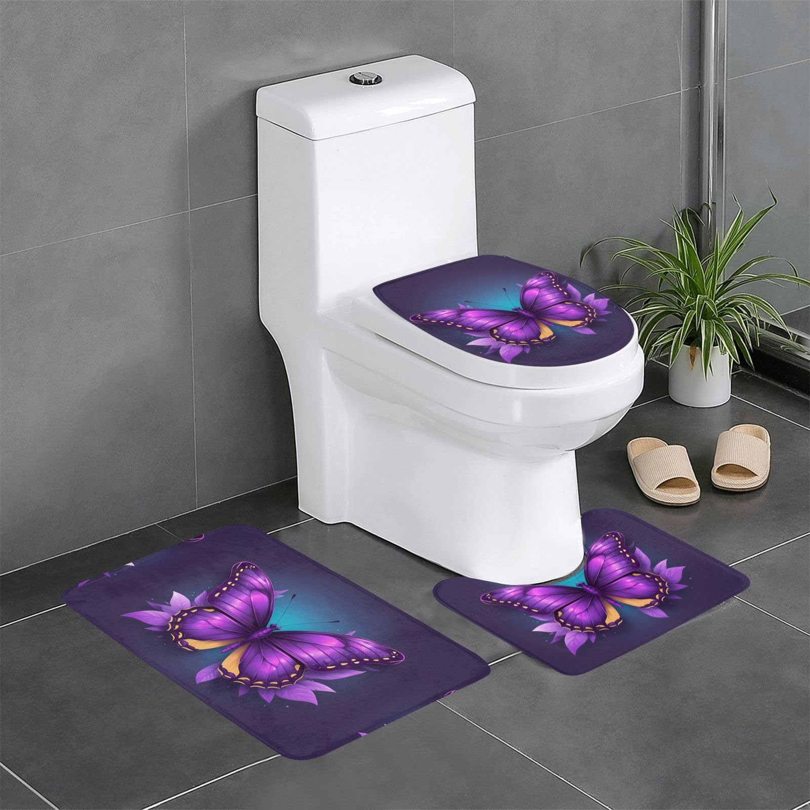 Tapis de salle de bain antidérapants violets contre les glissades