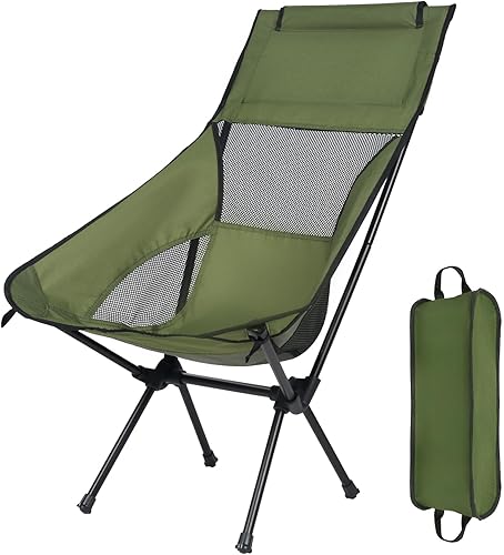 Restland Sillas de camping plegables portátiles, sillas de camping plegables ligeras para adultos, cómodas sillas de respaldo alto para senderismo