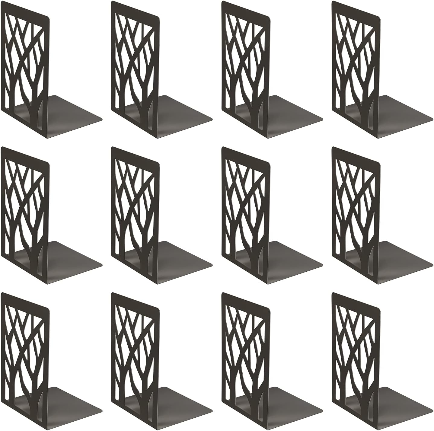 6 Pairs Book Ends, MSDADA Desk Bookends Heavy Duty, Book Ends Holder