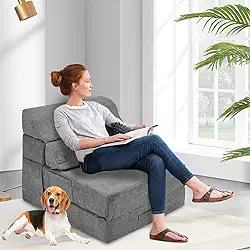 INRLKIT Sofá-cama dobrável com suporte para as costas, sofá-cama conversível, sofá, cadeira dobrável, colchão confortável para sala de estar e quarto (195 x 66 cm, cinza)