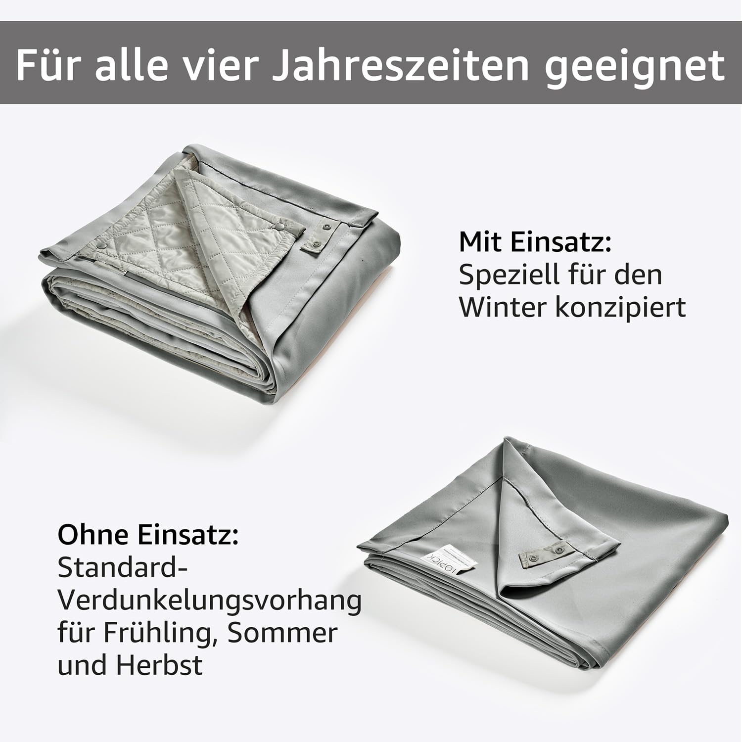TOPICK Thermovorhang Kälteschutz doppelten Gardinen Ösen H260xB200 1 Stück | Gardinen Wohnzimmer Hellgrau Türvorhang Verdunklungsvorhänge Schlafzimmer Vorhänge mit abnehmbare Schicht Curtain living room