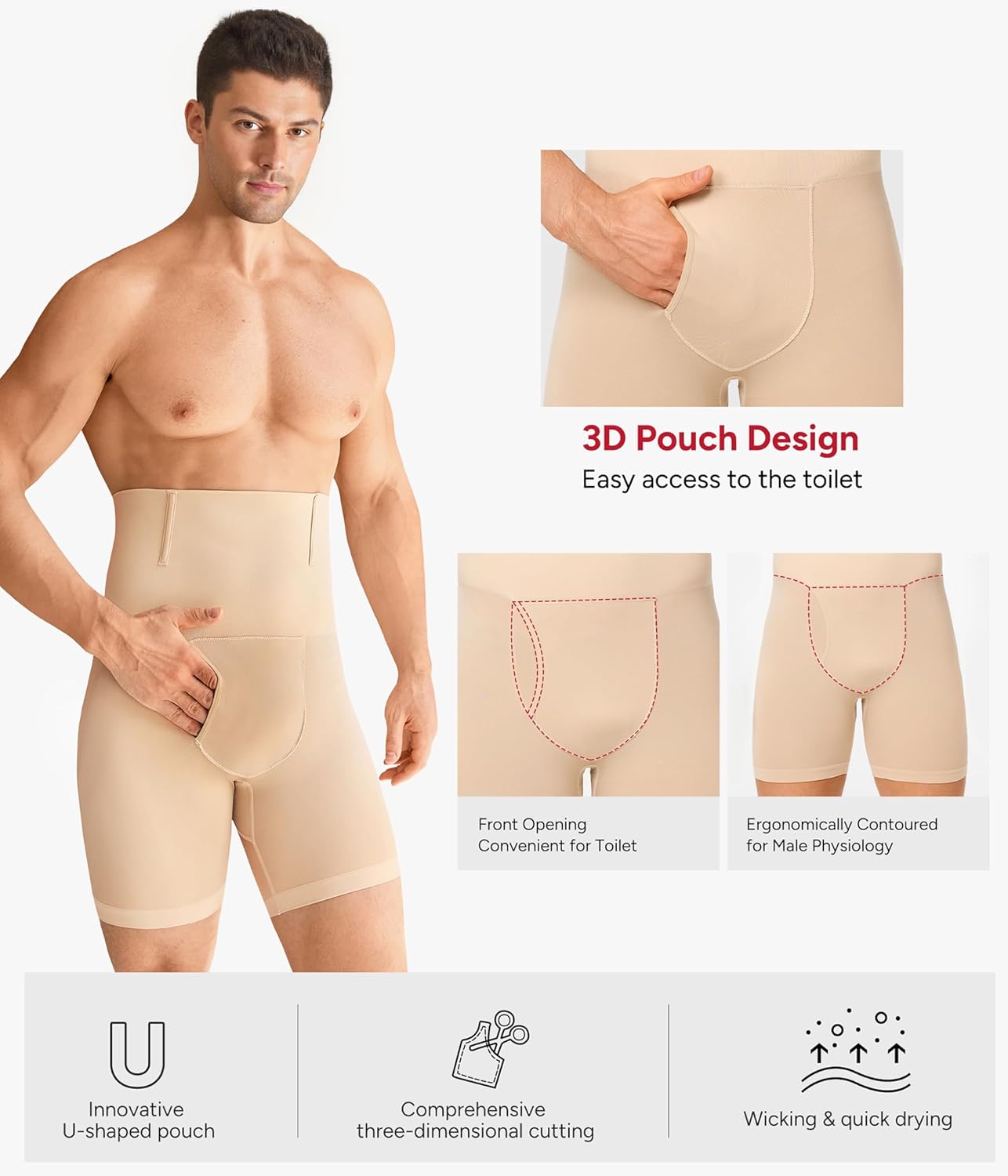 Nebility Shapewear Men Compression Shorts - Slimming Body Shaper Tummy Control Underwear Boxer Briefs - Image 5