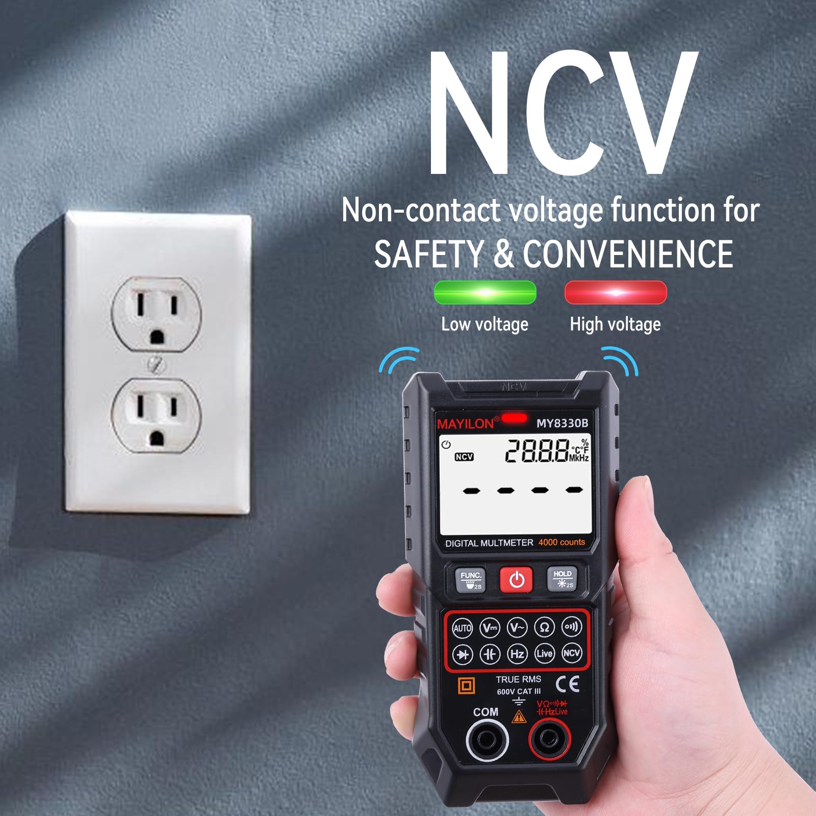 Multimetro Digitale USB Ricaricabile 6000 Counts - Con NCV, Auto-Ranging, Schermo A Colori - Foto 6