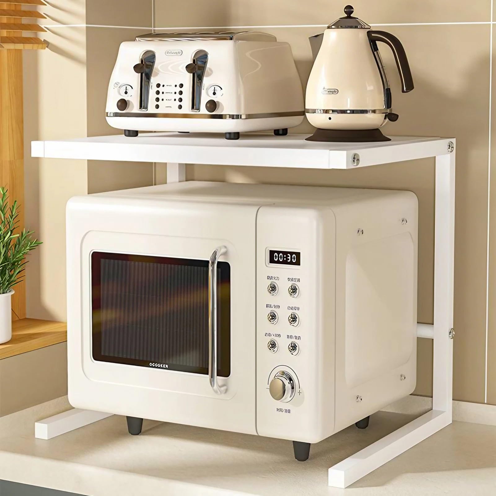 Étagère de cuisine en métal support micro-ondes et épices