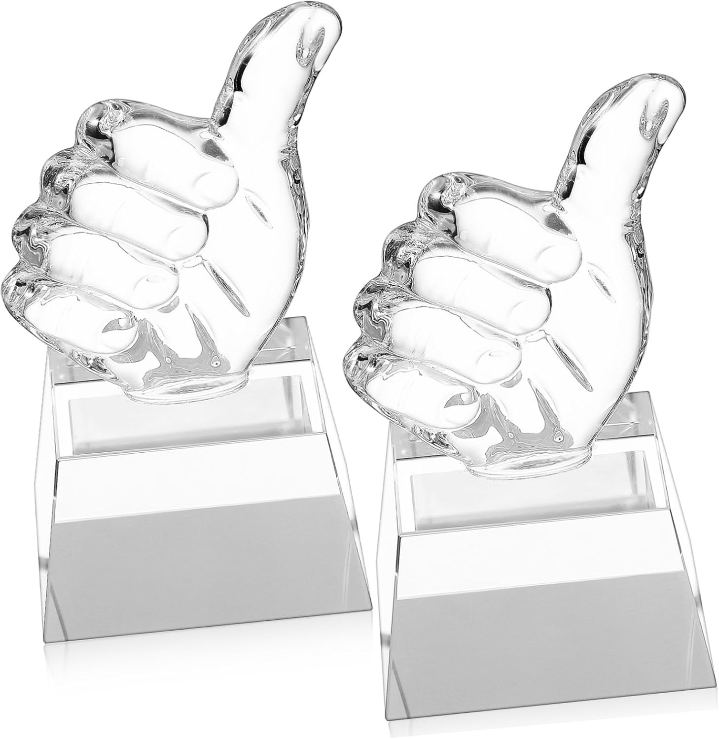SUPVOX 2pcs Crystal Trophy Award Finger Design Trophies for Classroom Awards and Decorative Desk Decor Recognition for Achievements and Milestones