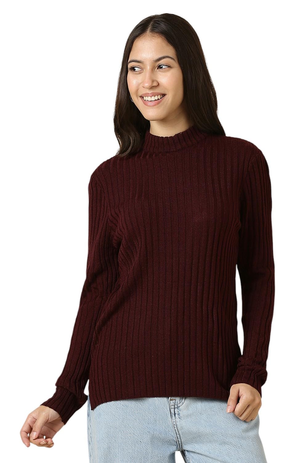 allen solly Womens Solid Sweater Wine-picture-38
